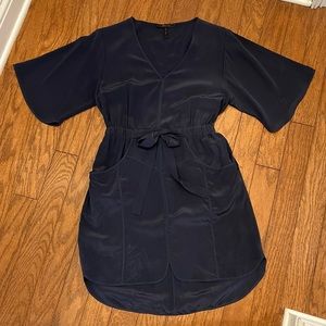 BCBGMAXAZRIA Silk Blue Dress Mini Sleeves | Size M